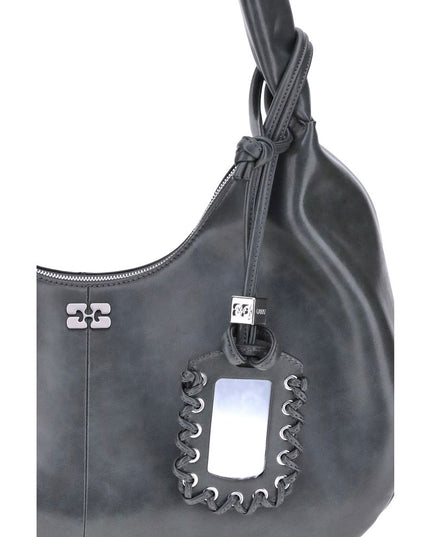 Ganni Black Lyocell Shoulder Bag