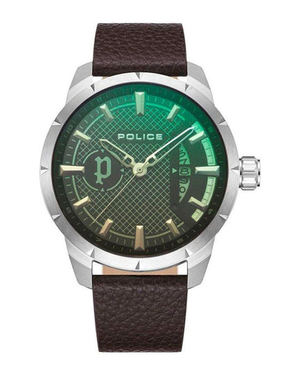 Police Brown Leather Dress Watch