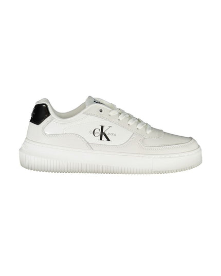 Calvin Klein Sleek White Lace-Up Sneakers with Contrast Details