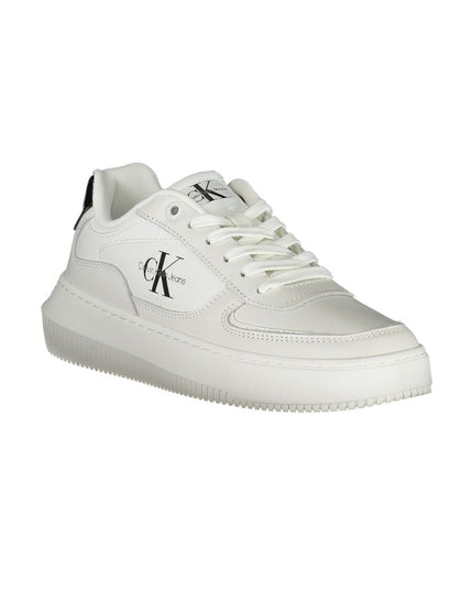 Calvin Klein Sleek White Lace-Up Sneakers with Contrast Details
