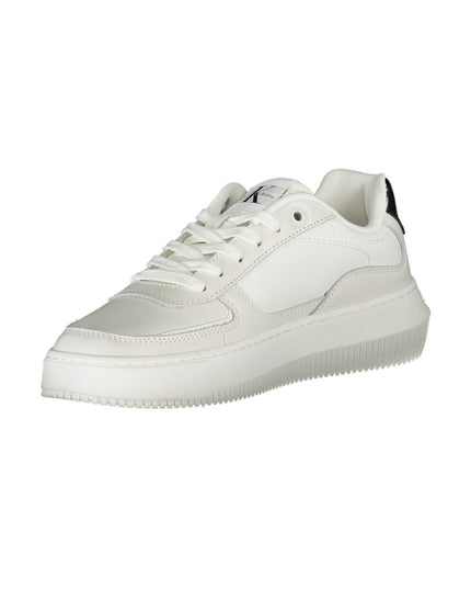 Calvin Klein Sleek White Lace-Up Sneakers with Contrast Details