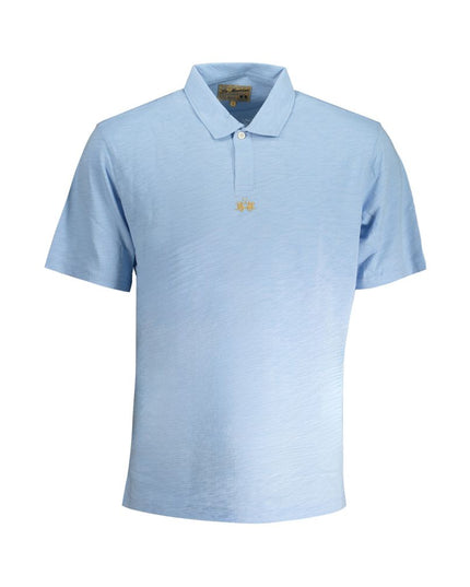 La Martina Light Blue Cotton Men Polo Shirt