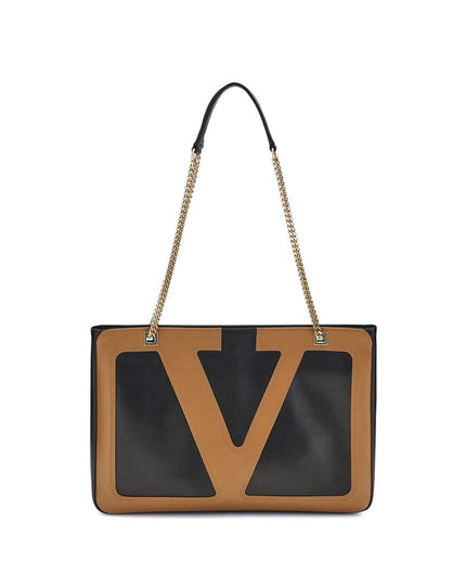 Valentino Garavani Black Calf Leather Bos Taurus Shoulder Bag