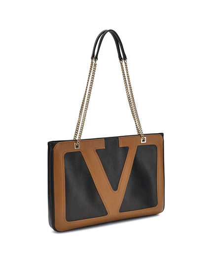 Valentino Garavani Black Calf Leather Bos Taurus Shoulder Bag