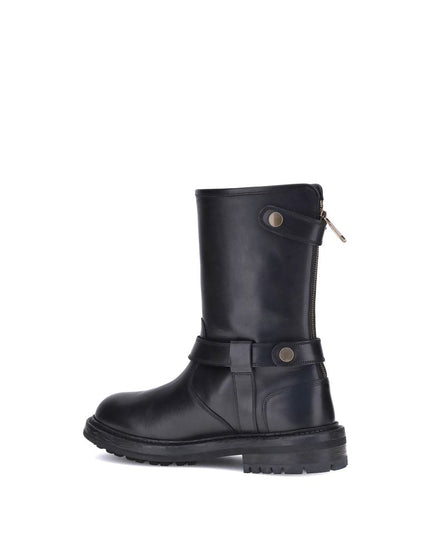 Dolce & Gabbana Black Calf Leather Bos Taurus Lace-Up Boots