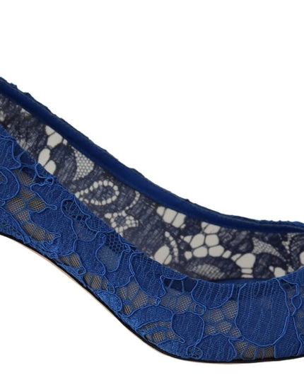 Dolce & Gabbana Blue Lace Crystal Ballet Pumps Shoes