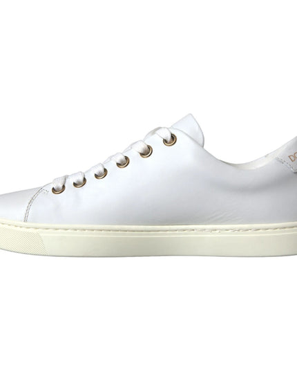 Dolce & Gabbana White Leather Gold Red Heart Sneakers Shoes