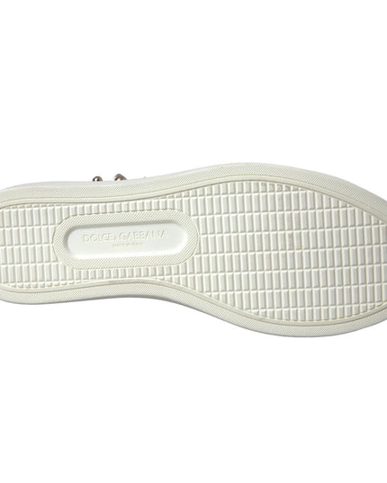 Dolce & Gabbana White Leather Gold Red Heart Sneakers Shoes
