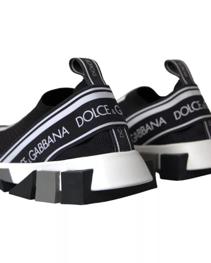 Dolce & Gabbana Black White Slip On Sorrento Sneakers Shoes