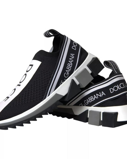 Dolce & Gabbana Black White Slip On Sorrento Sneakers Shoes