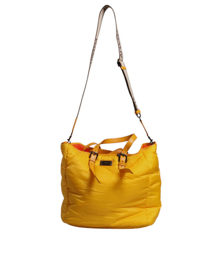 Dolce & Gabbana Yellow Orange Nylon Logo Plaque Hand Shoulder Tote Bag