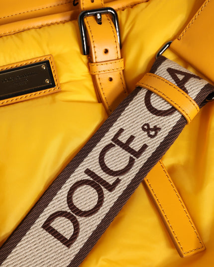 Dolce & Gabbana Yellow Orange Nylon Logo Plaque Hand Shoulder Tote Bag
