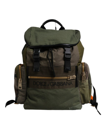 Dolce & Gabbana Green Patchwork Travel Backpack Military Bag