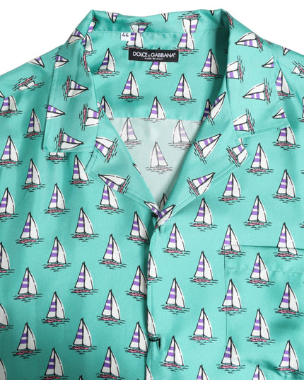 Dolce & Gabbana Green Printed Short Sleeves Casual Shirt