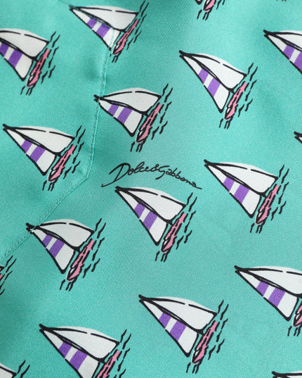 Dolce & Gabbana Green Printed Short Sleeves Casual Shirt