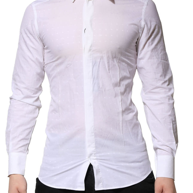 Dolce & Gabbana White Cotton GOLD Long Sleeves Formal Shirt
