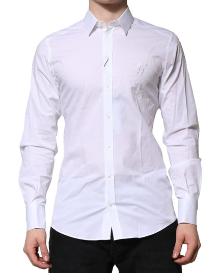 Dolce & Gabbana White Cotton GOLD Long Sleeves Formal Shirt