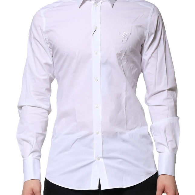 Dolce & Gabbana White Cotton GOLD Long Sleeves Formal Shirt