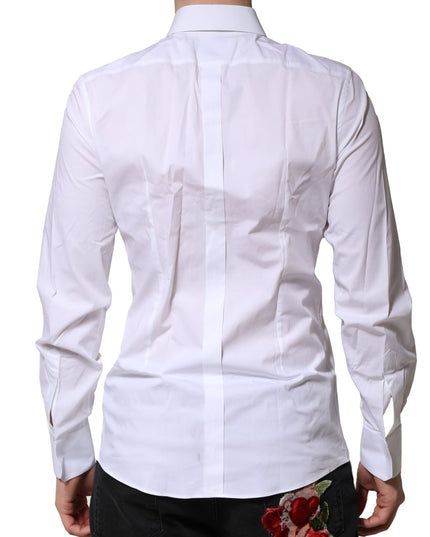 Dolce & Gabbana White Cotton GOLD Long Sleeves Formal Shirt