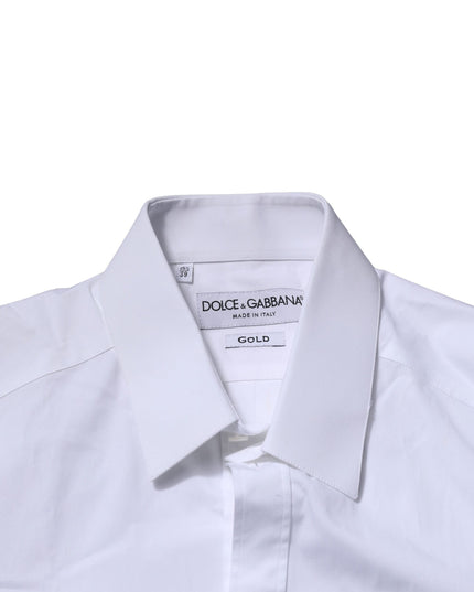 Dolce & Gabbana White Cotton GOLD Long Sleeves Formal Shirt
