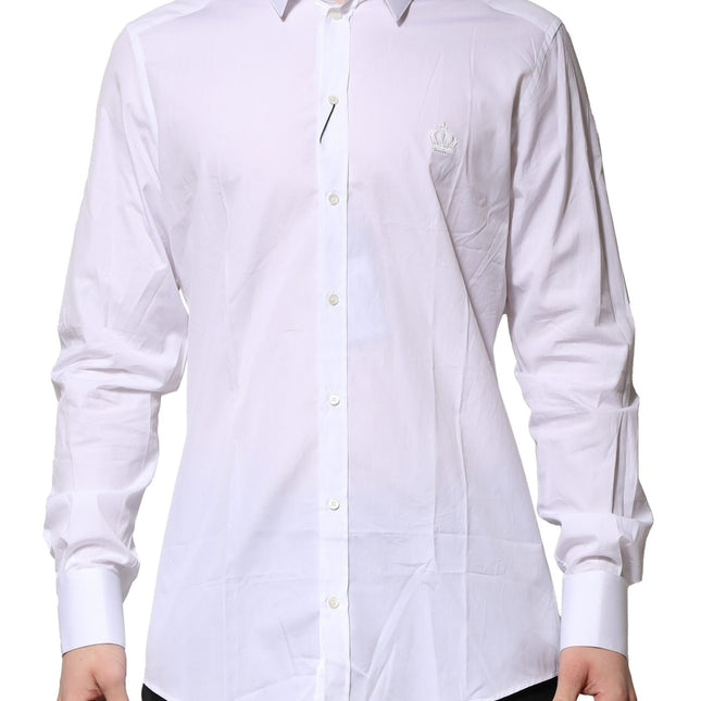Dolce & Gabbana White Cotton GOLD Long Sleeves Formal Shirt