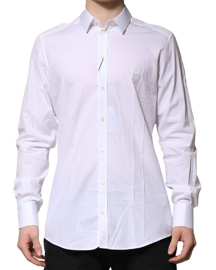 Dolce & Gabbana White Cotton GOLD Long Sleeves Formal Shirt