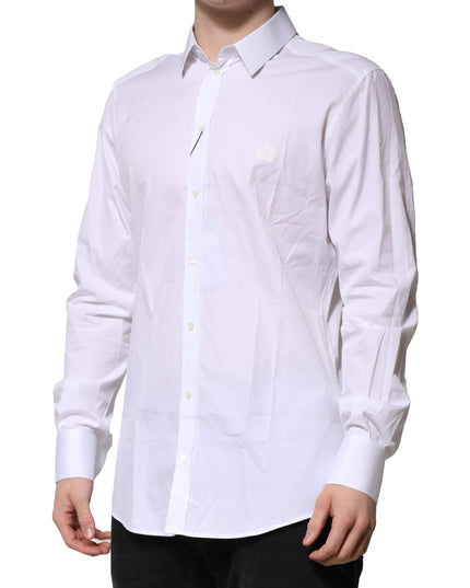 Dolce & Gabbana White Cotton GOLD Long Sleeves Formal Shirt