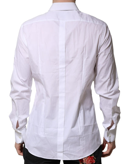 Dolce & Gabbana White Cotton GOLD Long Sleeves Formal Shirt