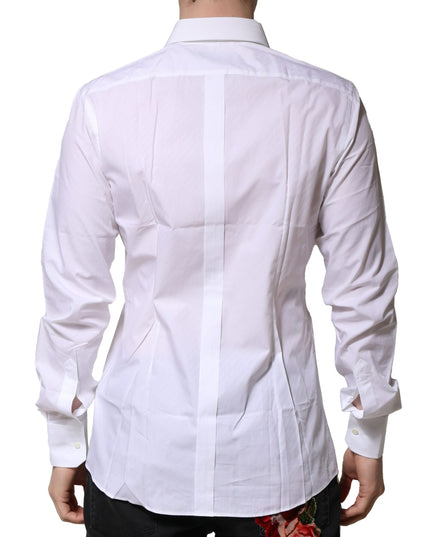 Dolce & Gabbana White Cotton Long Sleeves GOLD Formal Shirt