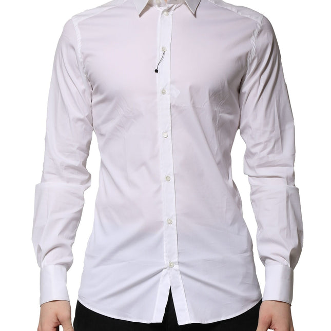 Dolce & Gabbana White Cotton GOLD Long Sleeves Formal Shirt