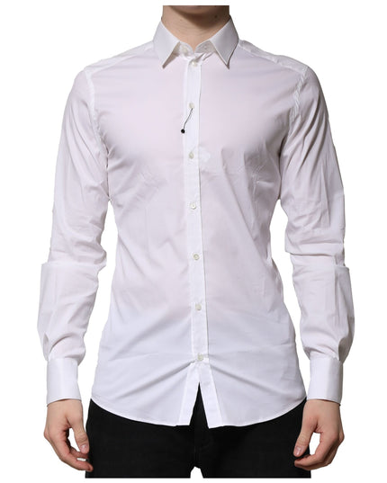 Dolce & Gabbana White Cotton GOLD Long Sleeves Formal Shirt