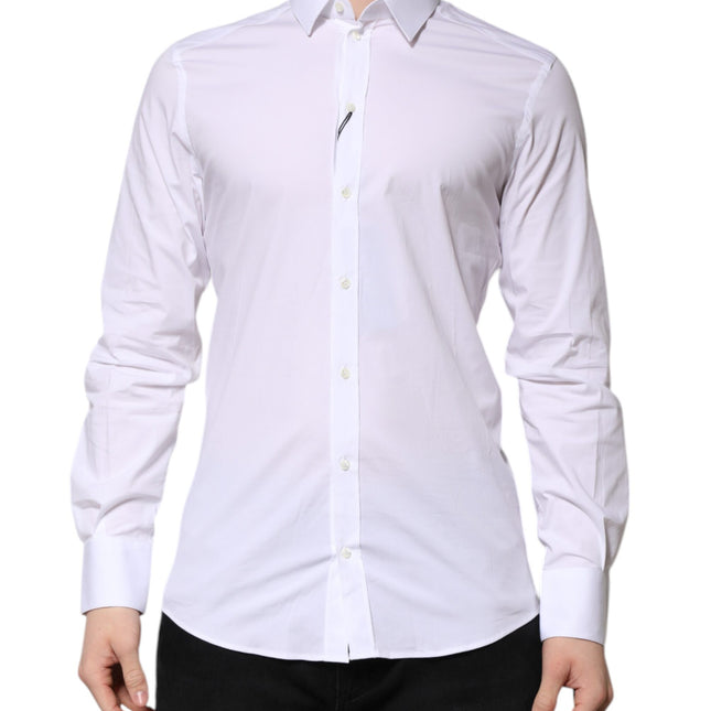 Dolce & Gabbana White Cotton GOLD Long Sleeves Formal Shirt