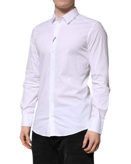 Dolce & Gabbana White Cotton GOLD Long Sleeves Formal Shirt