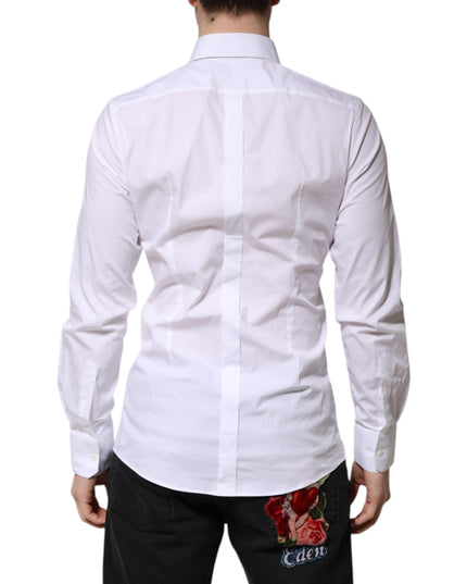 Dolce & Gabbana White Cotton GOLD Long Sleeves Formal Shirt