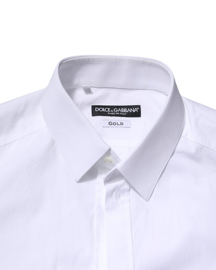 Dolce & Gabbana White Cotton GOLD Long Sleeves Formal Shirt