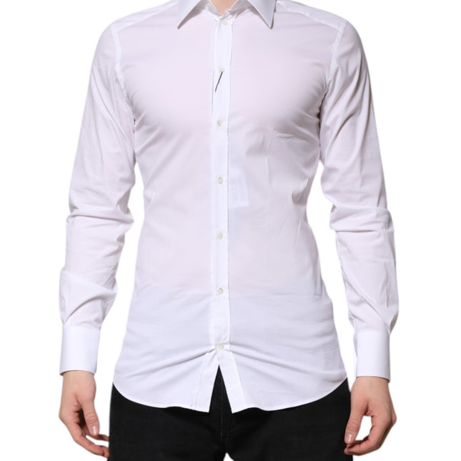 Dolce & Gabbana White Cotton GOLD Long Sleeves Formal Shirt
