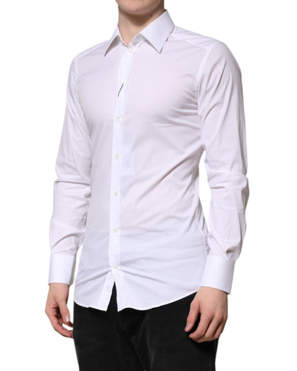 Dolce & Gabbana White Cotton GOLD Long Sleeves Formal Shirt