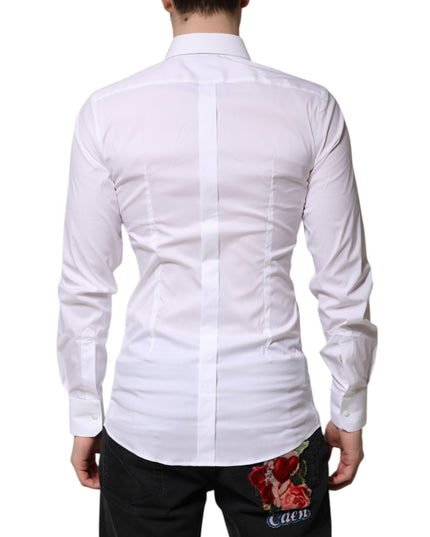Dolce & Gabbana White Cotton GOLD Long Sleeves Formal Shirt