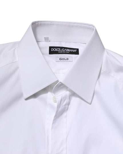 Dolce & Gabbana White Cotton GOLD Long Sleeves Formal Shirt