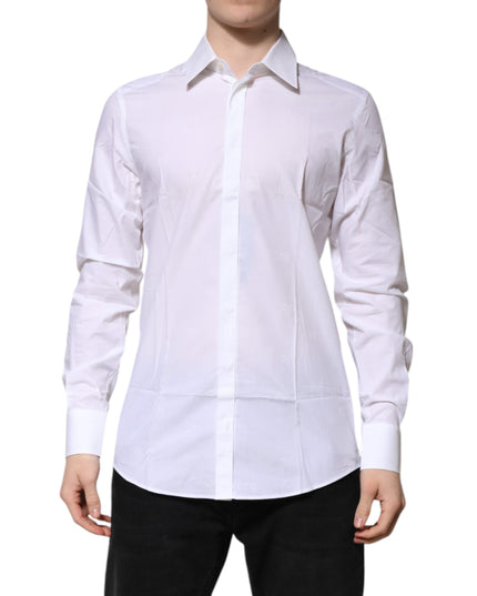 Dolce & Gabbana White Cotton GOLD Long Sleeves Formal Shirt
