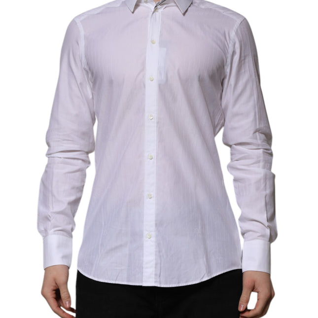 Dolce & Gabbana White Cotton MARTINI Long Sleeve Formal Shirt