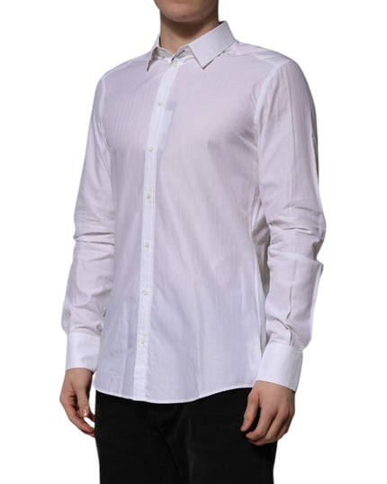 Dolce & Gabbana White Cotton MARTINI Long Sleeve Formal Shirt