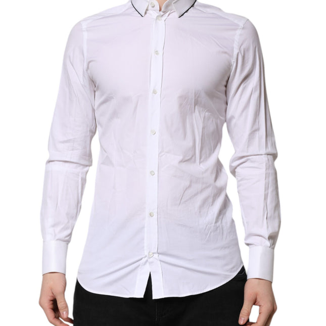 Dolce & Gabbana White Cotton GOLD Long Sleeves Formal Shirt