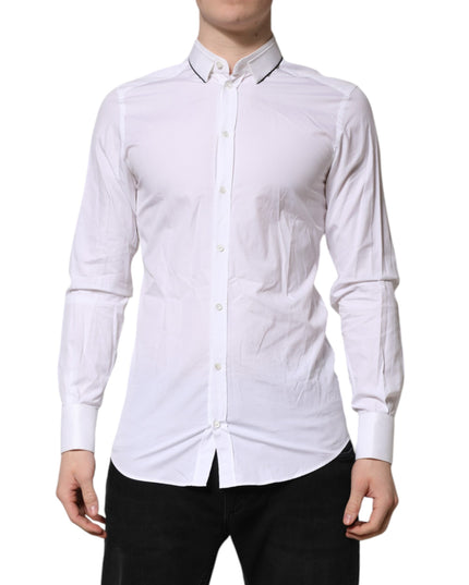 Dolce & Gabbana White Cotton GOLD Long Sleeves Formal Shirt