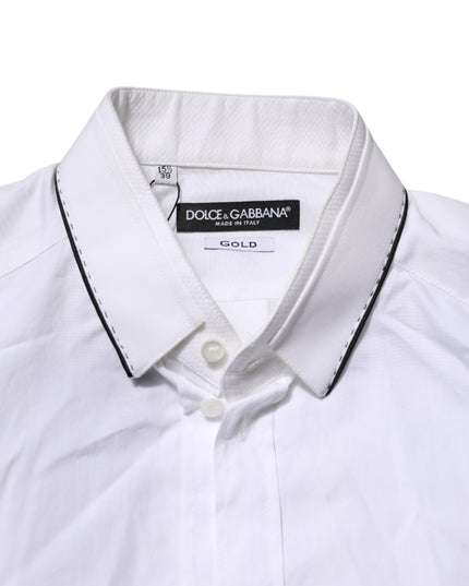 Dolce & Gabbana White Cotton GOLD Long Sleeves Formal Shirt