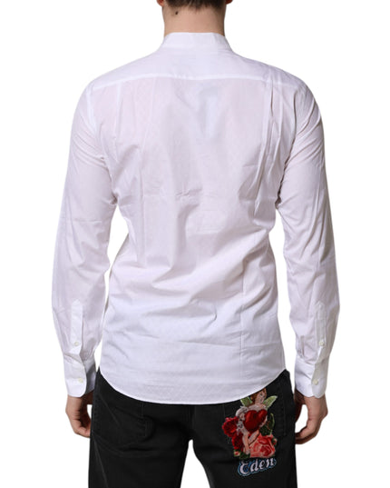 Dolce & Gabbana White Cotton Slim Long Sleeves Formal Shirt