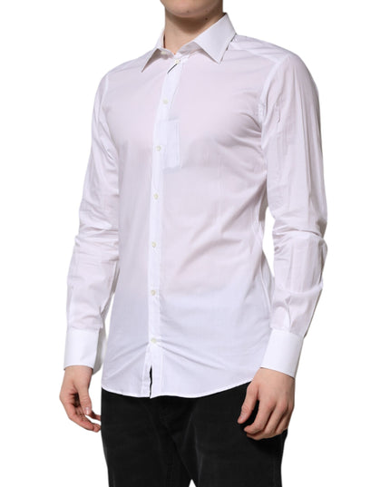 Dolce & Gabbana White GOLD Long Sleeves Dress Men Formal Shirt