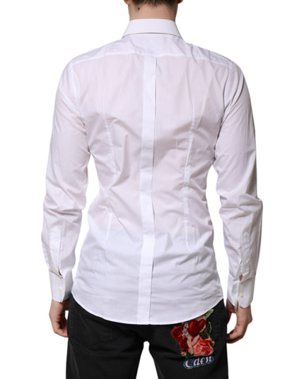 Dolce & Gabbana White GOLD Long Sleeves Dress Men Formal Shirt