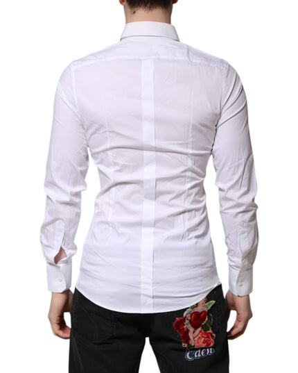 Dolce & Gabbana White GOLD Long Sleeves Dress Formal Shirt