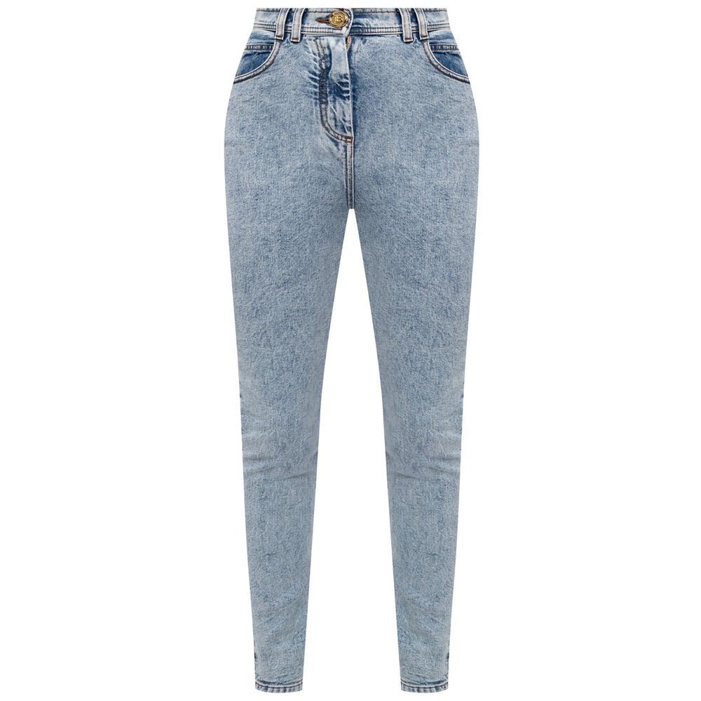 Balmain Blue Cotton Women's High-Waisted Jeans